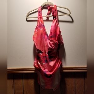 🍭Speedo one piece halter print bathing suit with built in cups and lining